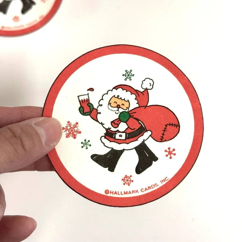 Vintage Hallmark Santa Claus Paper Coasters Set of 13 Christmas Holiday Decor